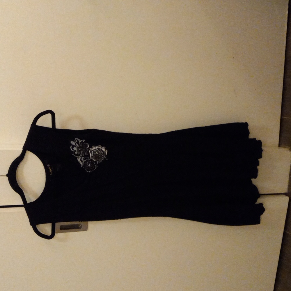 Desigual Elegant Black Sleeveless Dress with Floral Detail